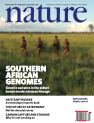 Cover of Nature journal issue featuring south african tribesmen outdoors amoung tall grass