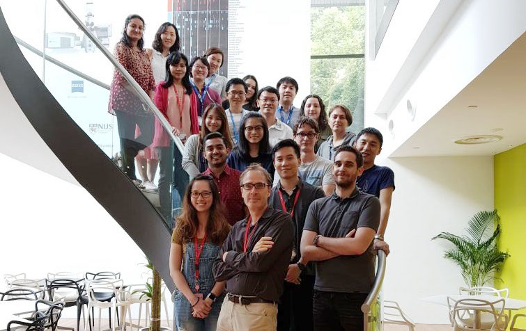 SCELSE-NTU air microbiome team photo on spiral staircase at SCELSE